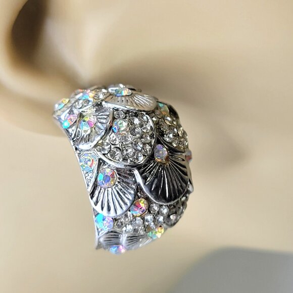 Silver Earrings with Aurora Borealis crystals - Picture 12 of 13